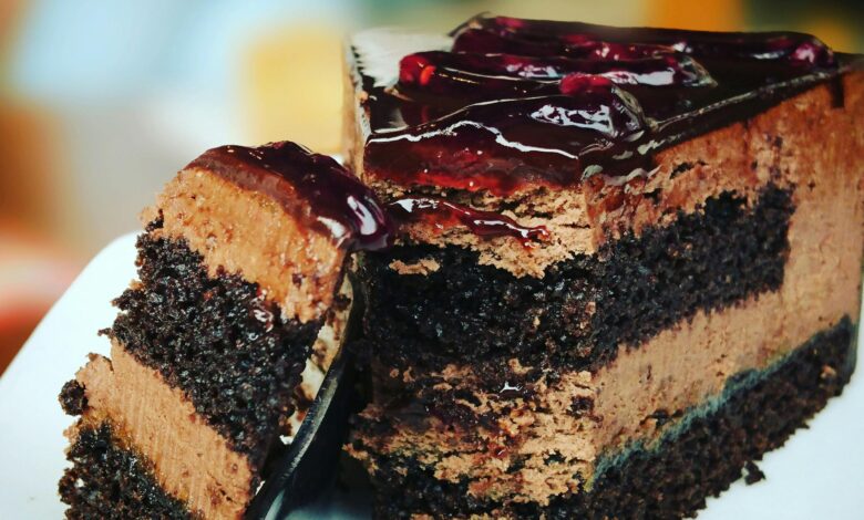 Chocolate Cake with Blueberry Glaze