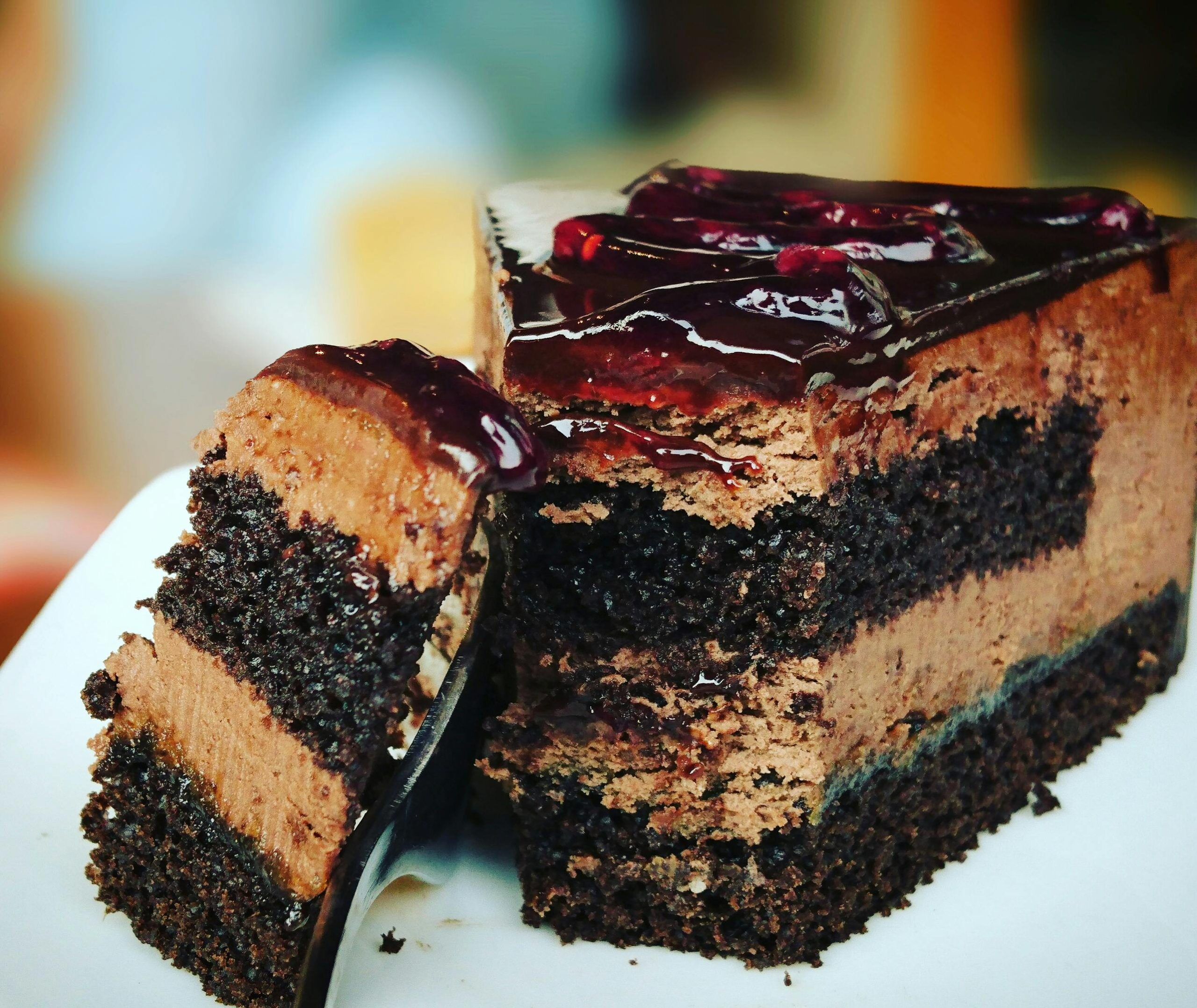 Chocolate Cake with Blueberry Glaze